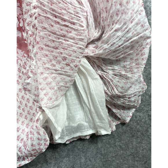 Daughters of India Womens Nora Mini Dress Boho Floral Primrose Pink White XL - Picture 5 of 13